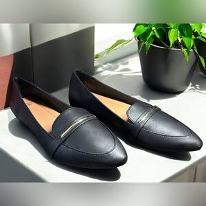 FINIWOR Pointed Toe Black Loafers with Memory Foam - Size 8